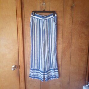 Zoey & Leelo Blue White Striped Wide Leg Pants Women’s Size S Lightweight